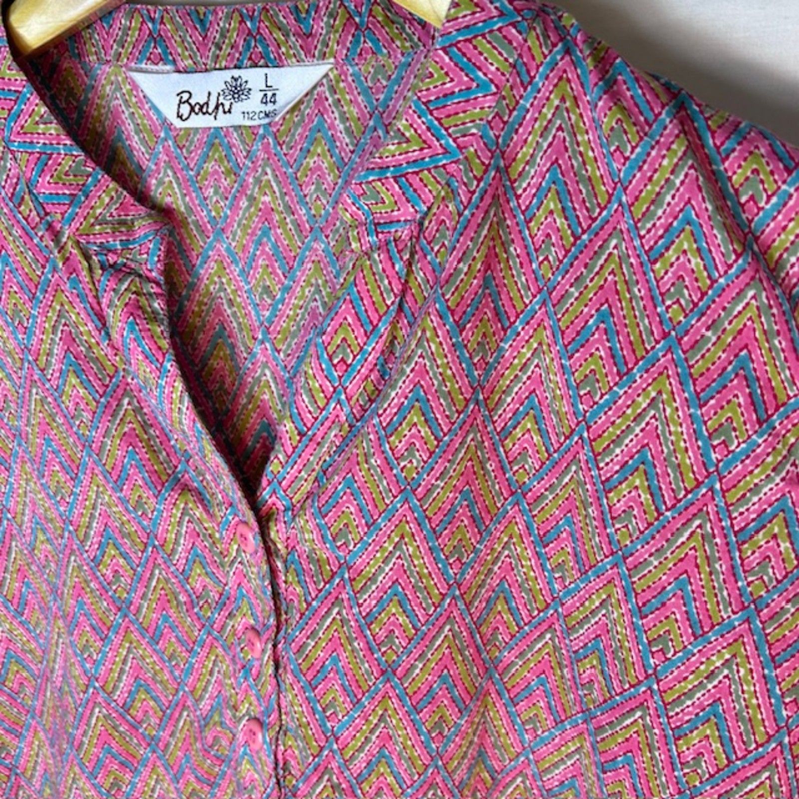 Bodhi Womens Nwot Multicolor Chevron Print V-Neck 3/4 Sleeve Tunic Top Size L — image 4 of 8